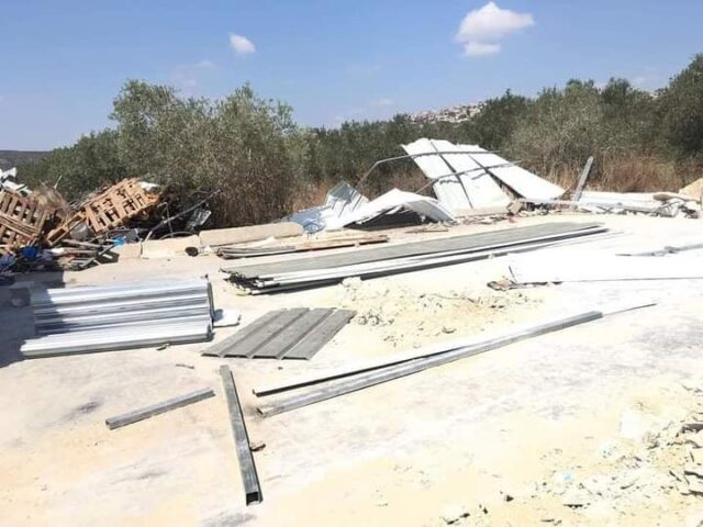 النضال الشعبي تدين هدم الاحتلال منشأة سكنية وخدماتية على مدخل بلدة يعبد جنوب جنين